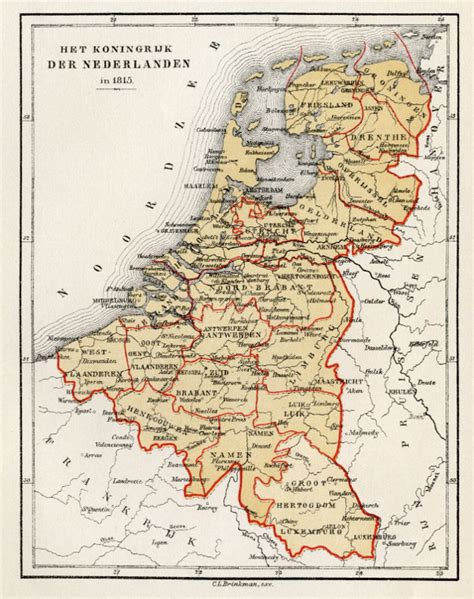 Het Koningrijk Der Nederlanden In 1815 Een Antieke Kaart Van Nederland