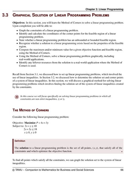 Module 33 Notes Chapter 3 Linear Programming 3 Graphical Solution Of Linear Programming