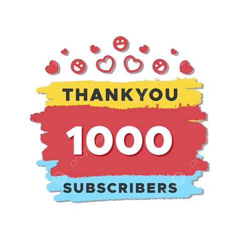 Thankyou 1000 1k Subscribers Png With Hearts And Emoji, 1k Subscribers ...