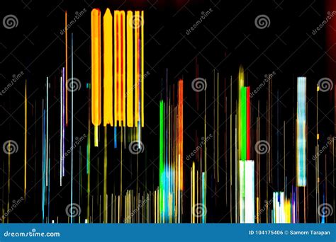 Abstract Of Multicolored City Lights Beams In Motion Moving Col Stock