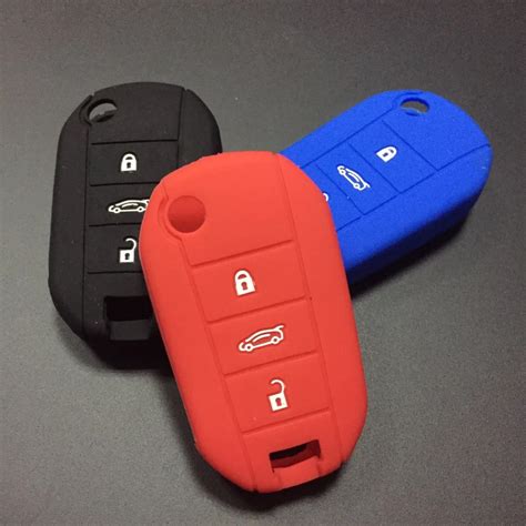 Rubber Silicone Car Key Cover Case Fob Set Protection For Peugeot 3008