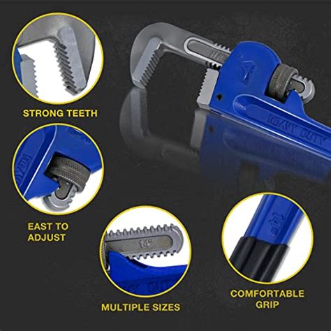 KOTTO 4 Pack Set Heavy Duty Pipe Wrench Set Heat Treated Adjustable 8