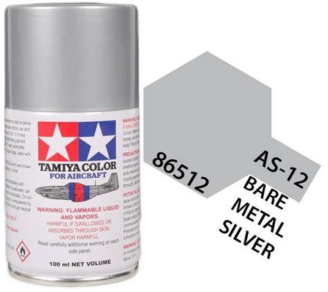 Tamiya 86512 As 12 Bare Metal Silver Aircraft Lacquer Spray Paint 100ml