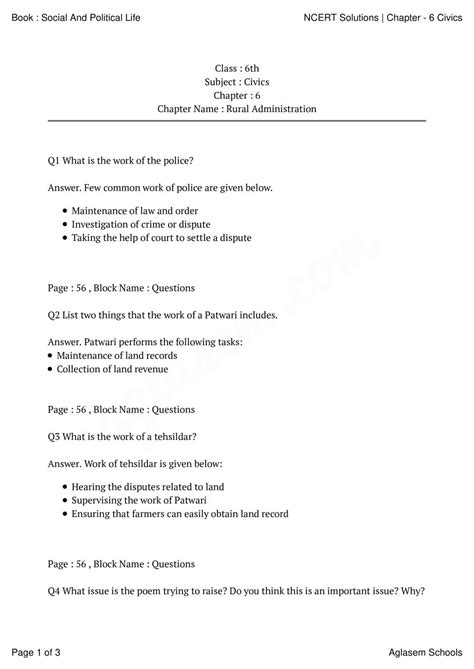 Ncert Solutions Class Social Science Civics Chapter Rural