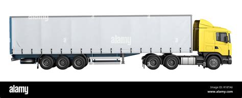 Big Truck Trailer on white background with no shadows 3D illustration Stock Photo - Alamy