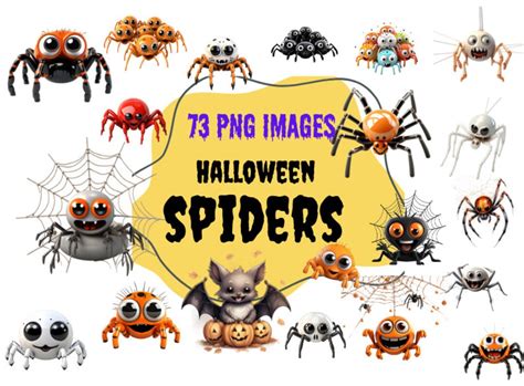 Cute Halloween Spider Clipart Bundle 73 High-res 300 DPI Images ...