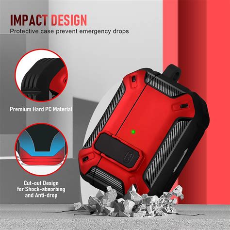 Airpod Pro Case Cover With Secure Lock Clip Military Armor Series Full Body Rugged Hard Shell