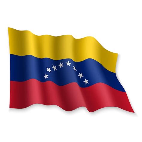 3D Realista Ondeando La Bandera De Venezuela Sobre Fondo Blanco