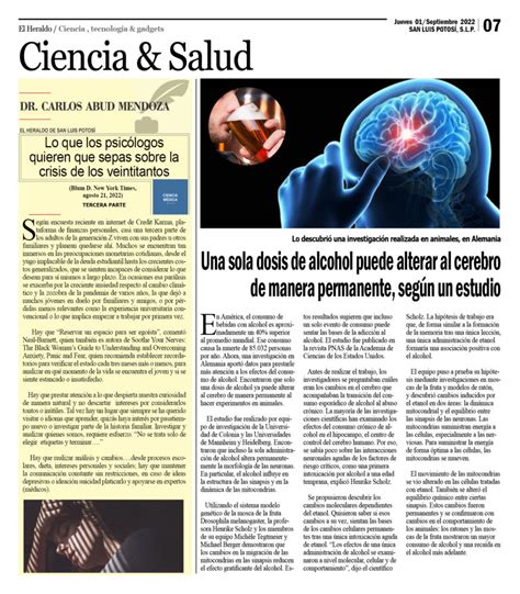 Portada Ciencia Y Salud El Heraldo De San Luis Potosí