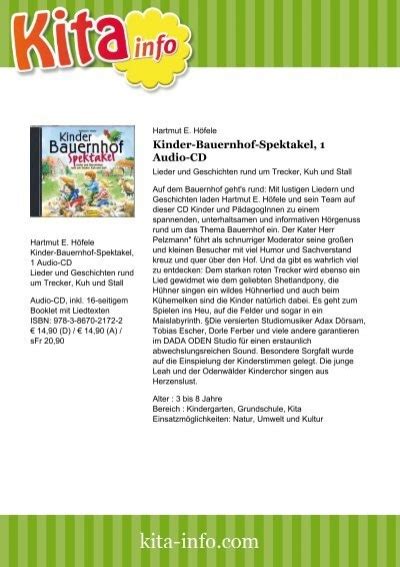 Kinder Bauernhof Spektakel Audio Cd Kita Info