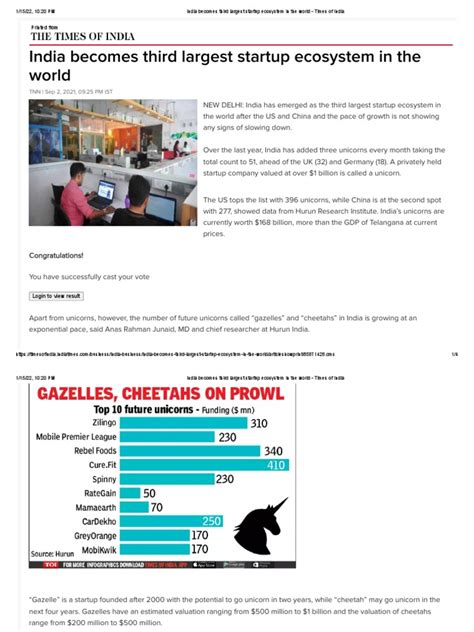 India Becomes Third Largest Startup Ecosystem In The World Times Of India Pdf Startup