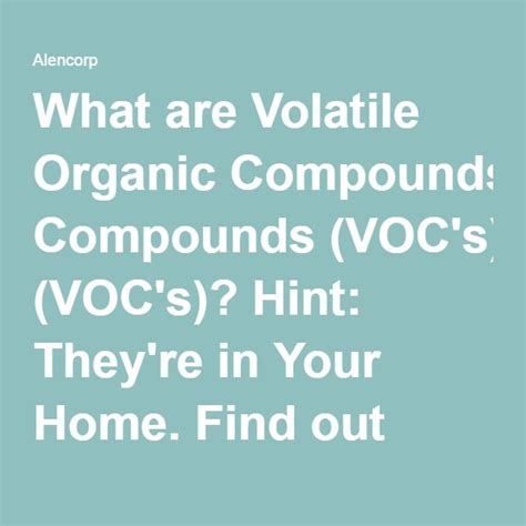 What Are VOCs And How To Remove Them Vocs Volatile Organic Compounds