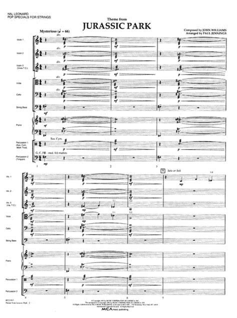 Theme From Jurassic Park By John Williams Orchestra Sheet Music Sheet Music Plus