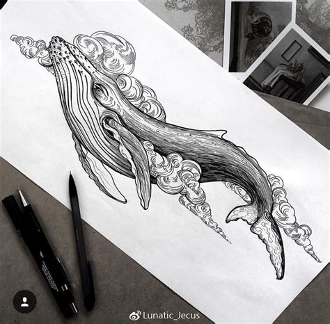 Black and white whale drawing | Whale tattoos, Sketches, Pen art drawings