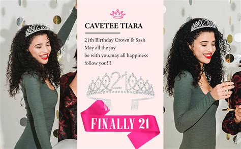 Cavetee Silver Finally 21 Birthday Sash And Crown For Women 21st Birthday Crown And