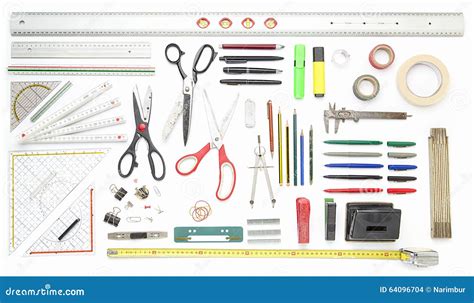 Collection Of Office Tools Stock Photo Image Of Supplies 64096704