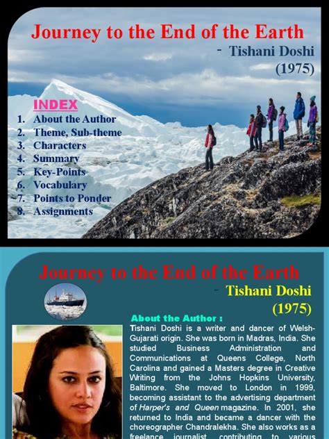 Journey To The End of The Earth: - Tishani Doshi | PDF | Antarctica | Earth