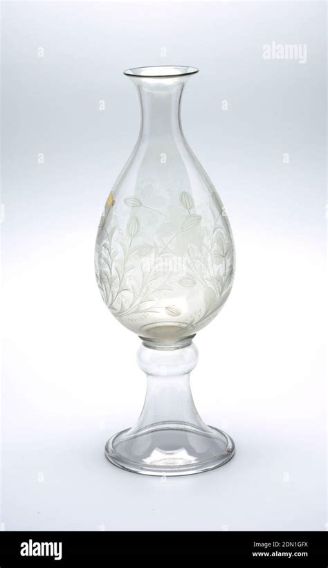 Vase Etched And Engraved Glass Large Clear Glass Vase With Etched And Engraved Floral Design