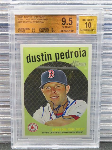 2008 Topps Heritage Dustin Pedroia Real One Auto ROA DP BGS 9 5 10 Red