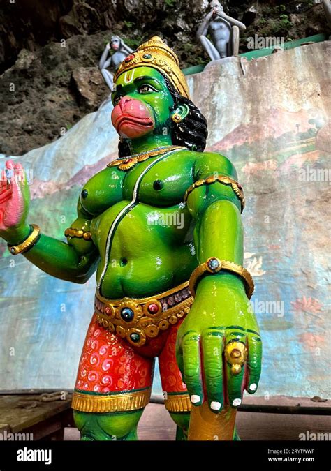 Batu Caves In Kuala Lumpur Statue Of God Hanuman Stock Photo Alamy