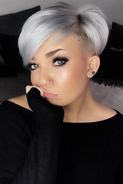 Silver Grey Blonde Undercut Long Pixie Short Silver Hair Short Hair Styles Pixie Long Hair