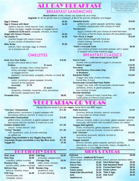 Menu Lazy Mikes Delicatessen