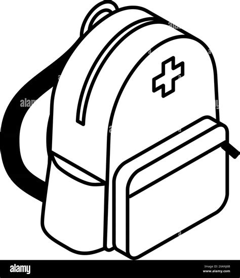 Simple Line Drawing Of Emergency Kit Emergency Rucksack Isometric