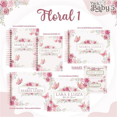 Arq Livro e Cadern do Bebê Floral 1 Elo7 Produtos Especiais