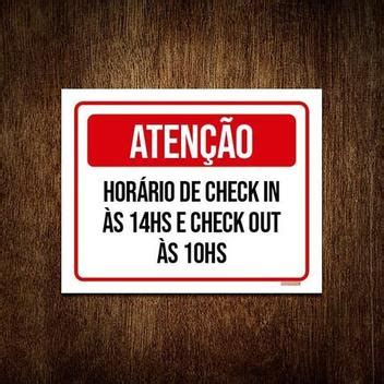 Kit 3 Placa Sinalização Atenção Horário Check In 10 Hs Sinalizo