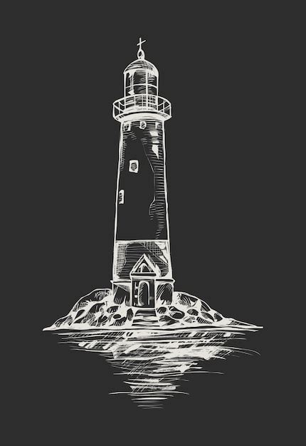 Premium Vector Lighthouse On The Island Hand Drawn Vector