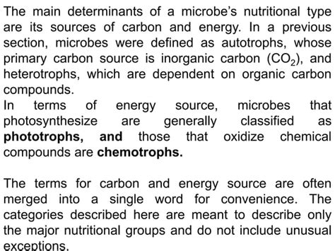 Nutritional Classification Of Microorganisms Ppt