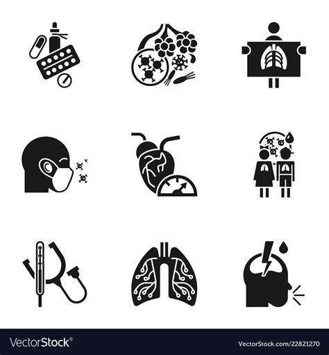 Pneumonia Disease Icon Set Simple Style Royalty Free Vector