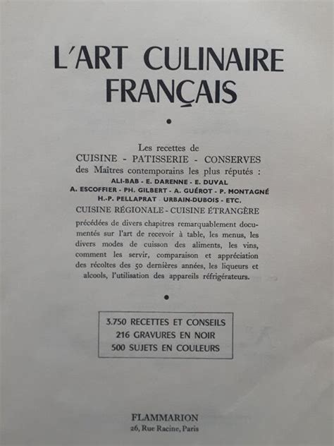 Collectif l Art culinaire français 1950 Catawiki