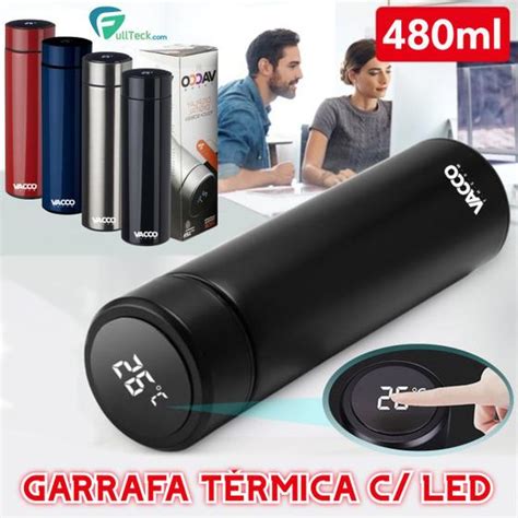 Garrafa T Rmica Ml A V Cuo Visor Led De Temperatura Vacco