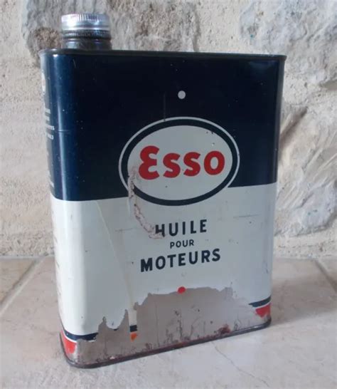 Ancien Bidon D Huile Moteur Esso Motor Oil France Vintage Oil Can Vieux