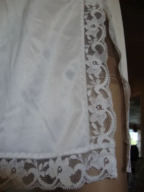 Vtg St Michael Sheer Silky Nylon Deep Lace Vented Half Slip Petticoat