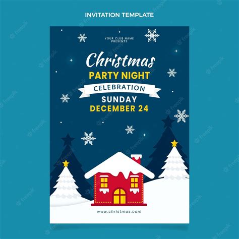 Plantilla De Invitación De Navidad Plana Vector Gratis