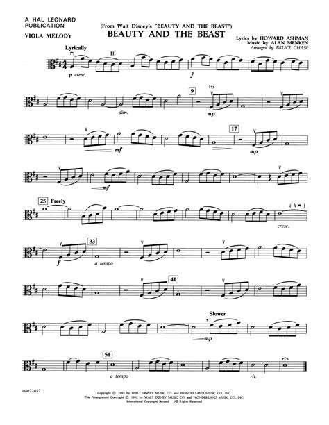 Beauty And The Beast Sheet Music For Viola