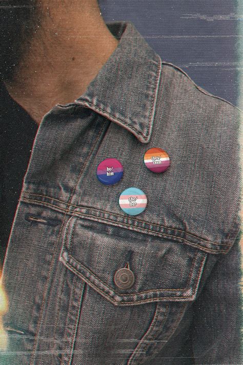 Pride Flag Pronoun Pins LGBT Lesbian Gay Bisexual Trans She Him They Etsy