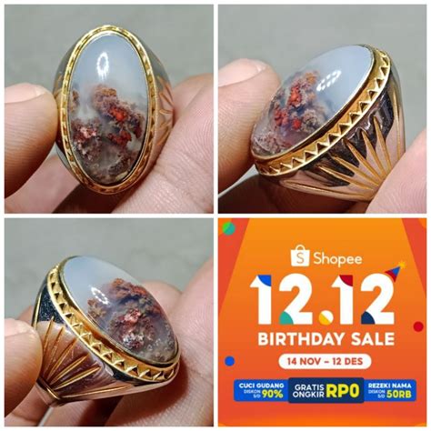 Jual Cincin Akik Batu Lumut Trenggalek Model Pandan Shopee Indonesia