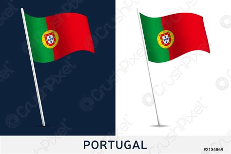 Portugal Vector Vlag Zwaaien Nationale Vlag Van Porugal Ge Soleerd