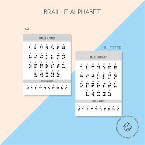 Braille Alphabet And Numbers Printable Printable Braille Etsy