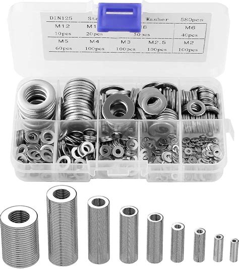 Pcs Stainless Steel Flat Washers With Plastic Box Different