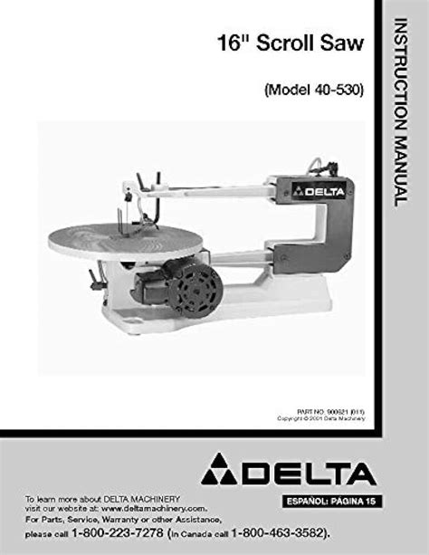 Instruction Manual Delta 16 Scroll Saw 40 540