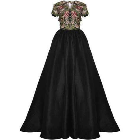 Marchesa Floral Applique And Silk Faille Gown Silk Floral Dress Silk