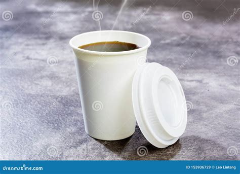 Styrofoam Cup With Hot Coffee Stock Image Image Of Product Table