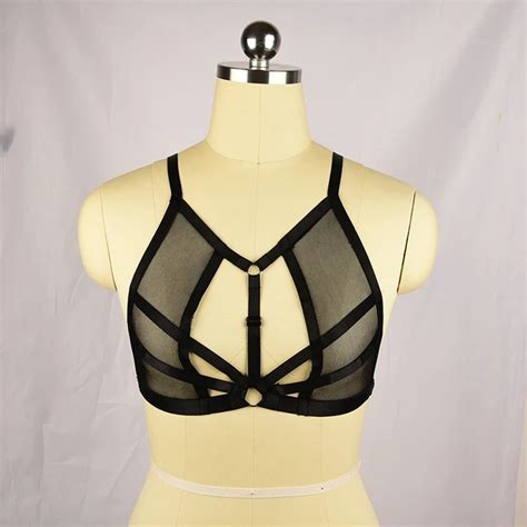 Aliexpress Buy Women S Sexy Black Lace Cage Bra Harajuku Goth