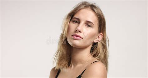 Beautiful Blonde In Black Camisole Stock Photo Image Of Hair Healthy 100108580