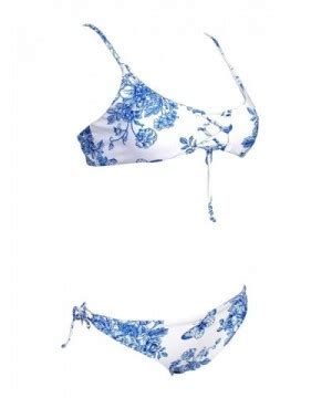 Push Up Swimwear Criss Cross Strappy Two Piece Bikini Set Swimsuit Blue CV12NRMTW5E