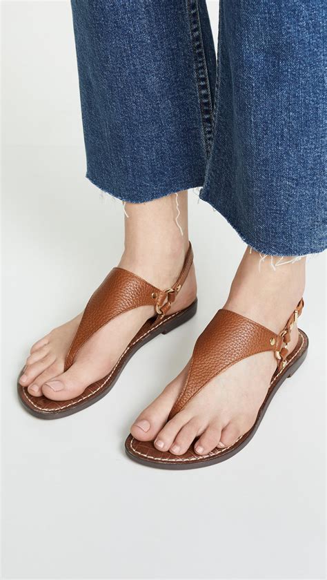 Sam Edelman Leather Greta Thong Sandals In Brown Lyst